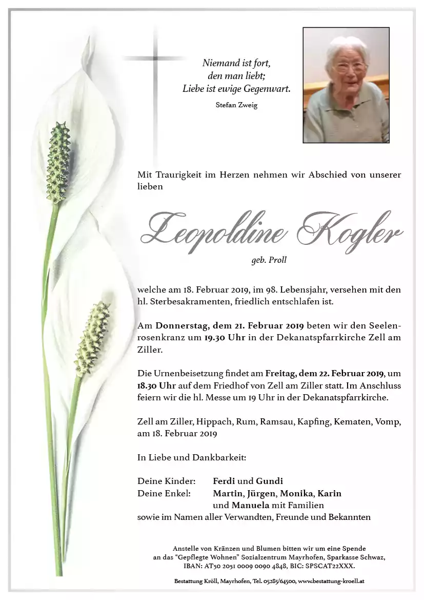Parte von Leopoldine Kogler
